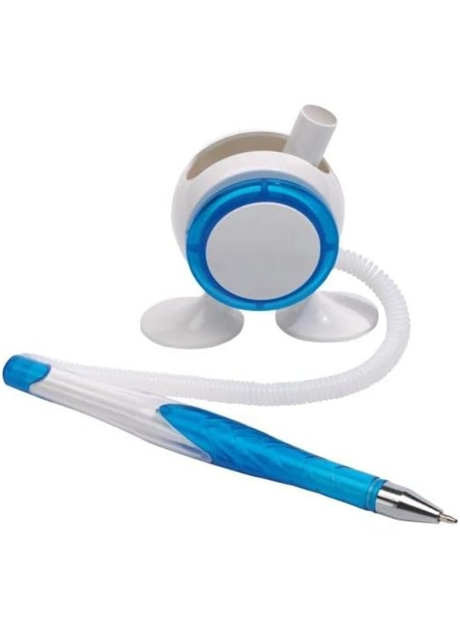 Creative Safe Ballpoint Pen with Lanyard and Double Adhesive Holder – Practical Desk Pen for Daily Use at Home, Office, Shops to Organize Writing and Easy Access (Milky) - Image 1